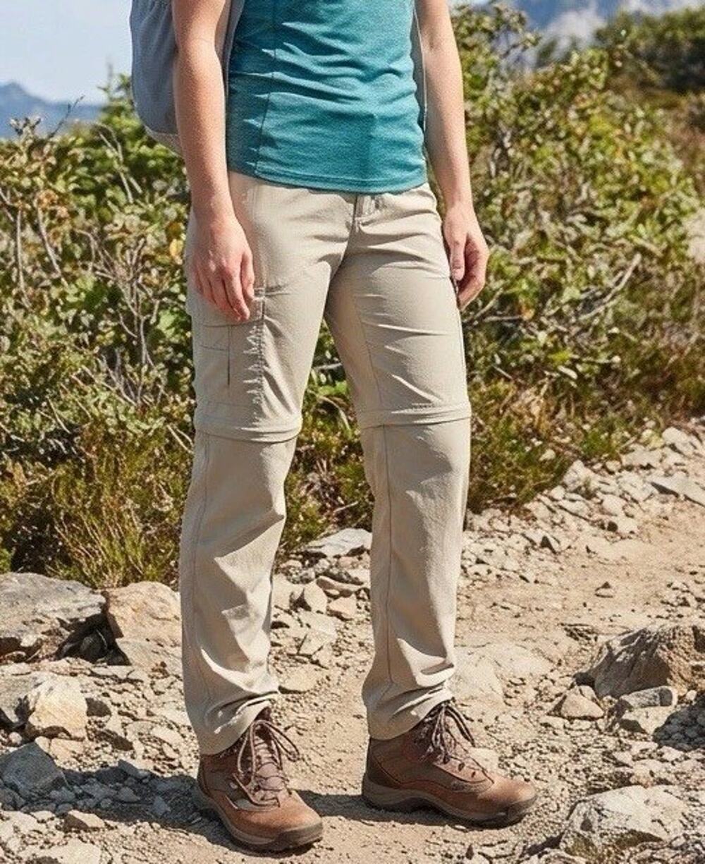 Columbia Convertible Hiking Pants Women's Large 14 Omni-Shield Khaki Zip Off